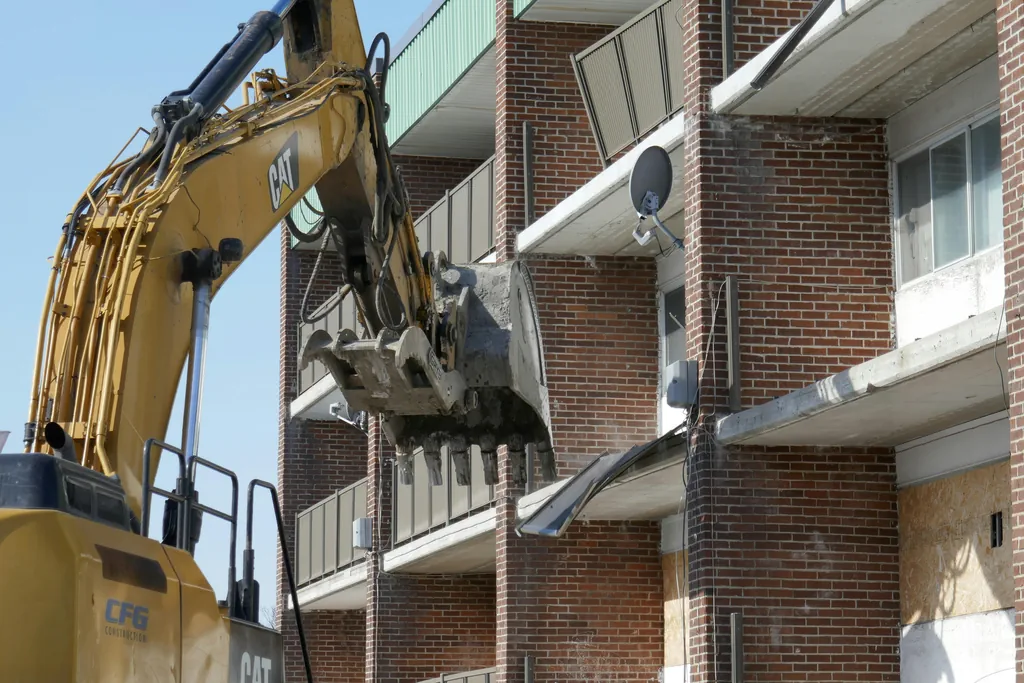 Demolition site construction work