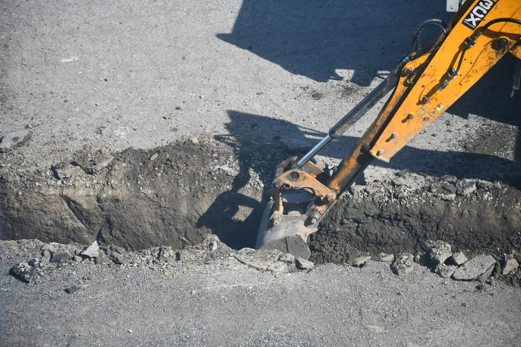 Groundworks excavation on construction site