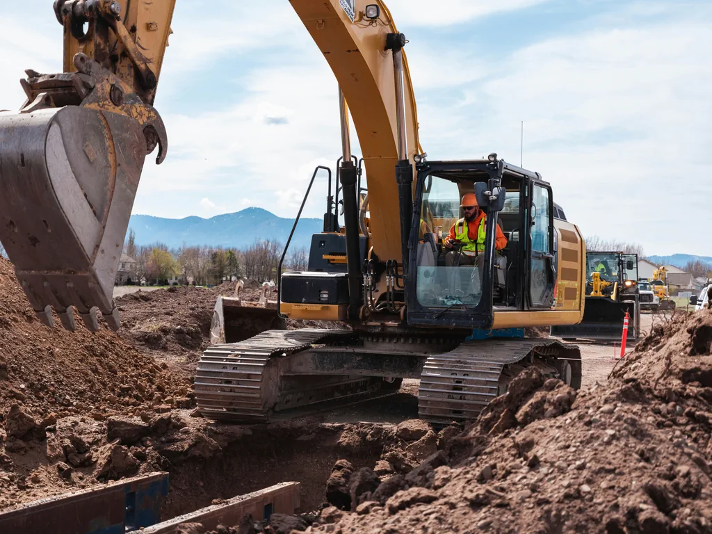 Plant operator on construction site