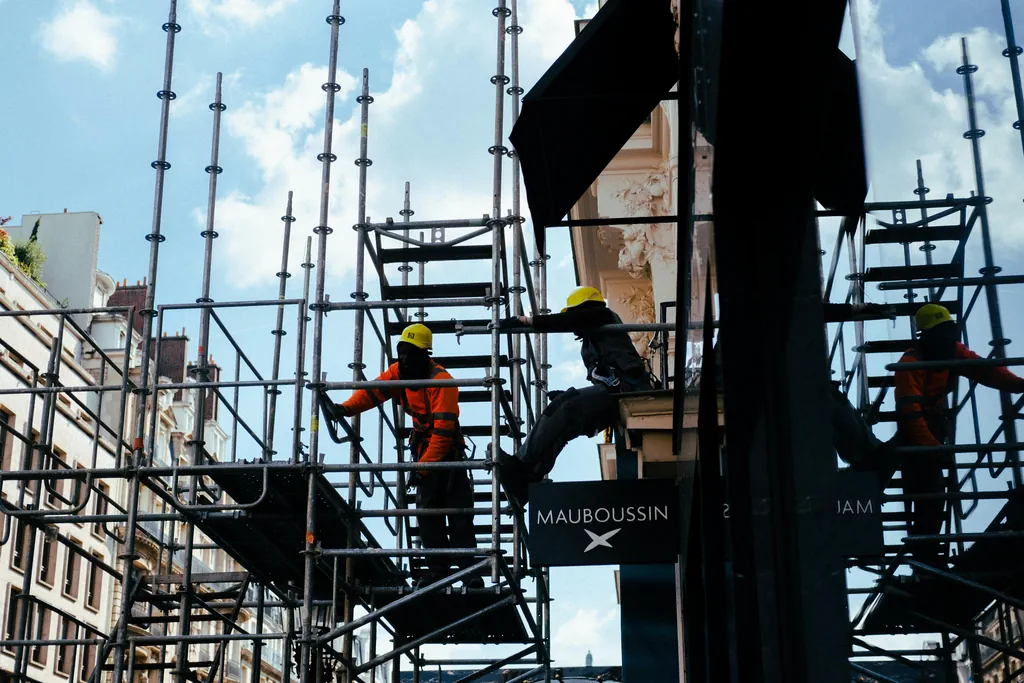 Scaffolding on building facade